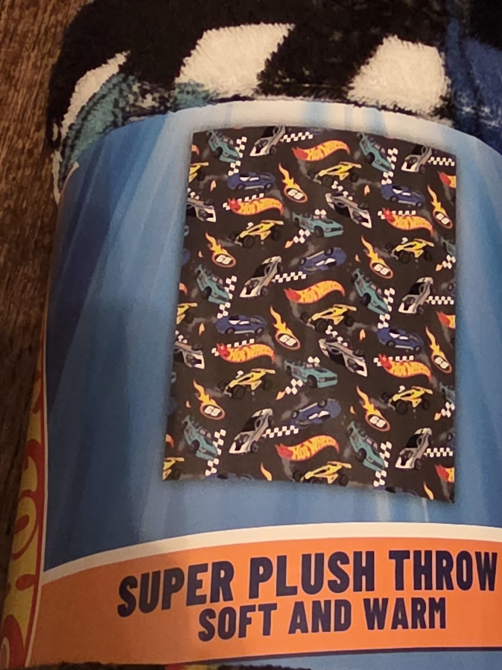 Hot Wheels Super Plush Throw Blanket - Black & Blue